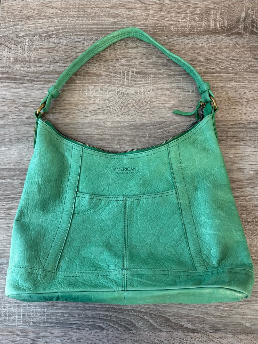 American Leather Company Green Leather Hobo Bag - Picture 2 of 5